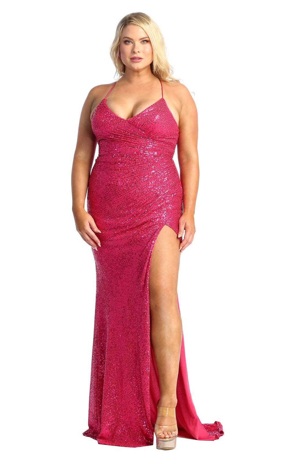 V-Neck Floor-Length Sequin Evening Mermaid May Queen 1900