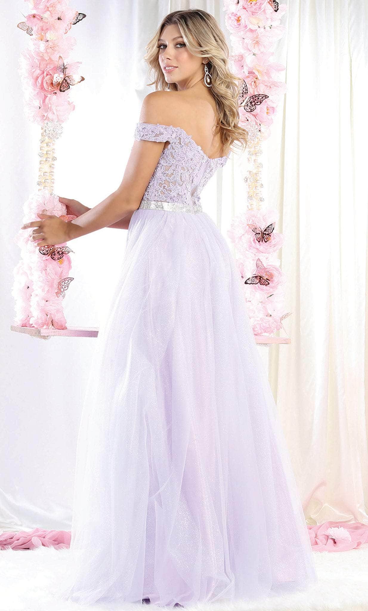 Off-the-Shoulder Floor-Length Tulle Prom A-Line May Queen 1935