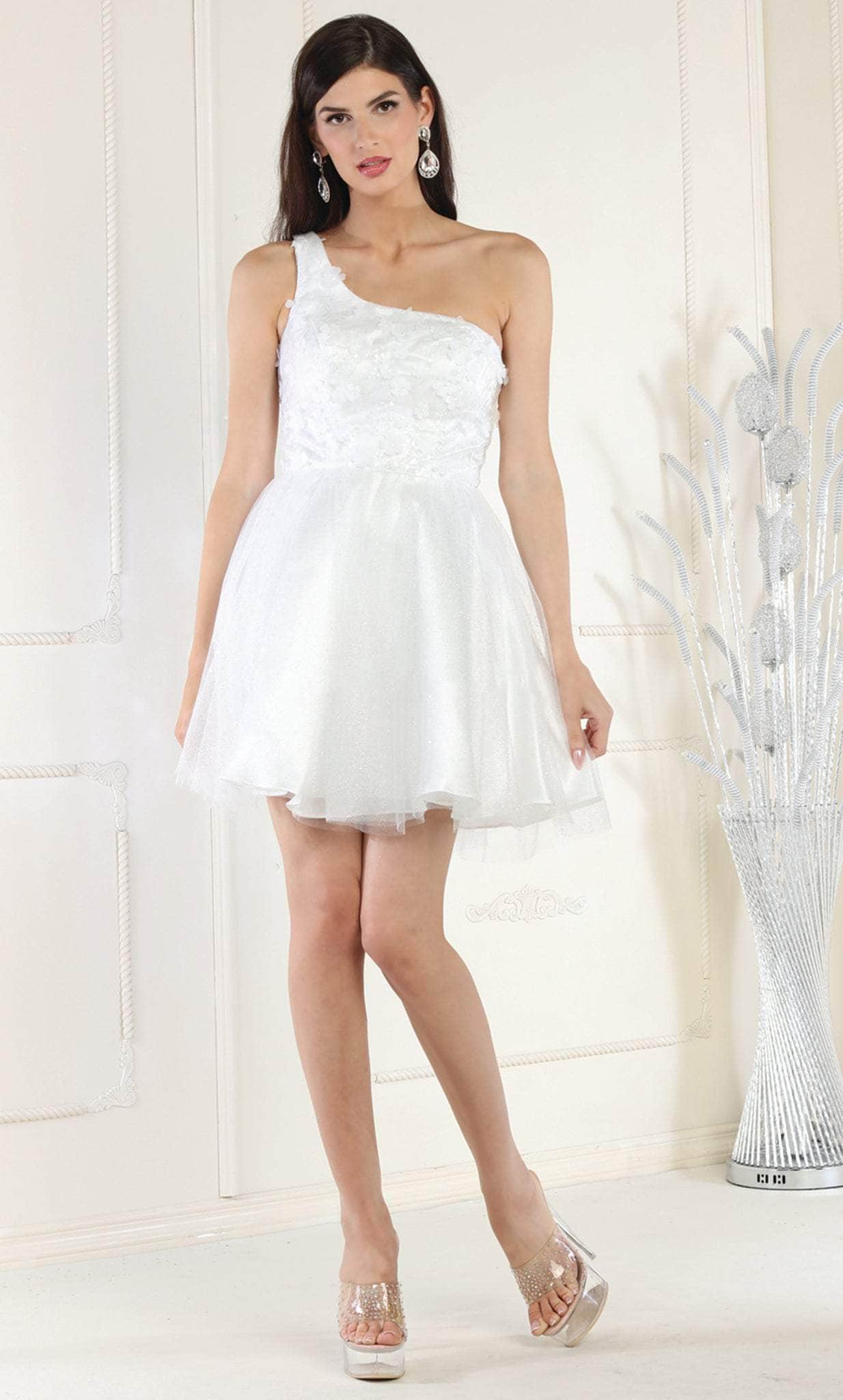 One-Shoulder Mini Short Tulle Wedding Fit & Flare May Queen 1937