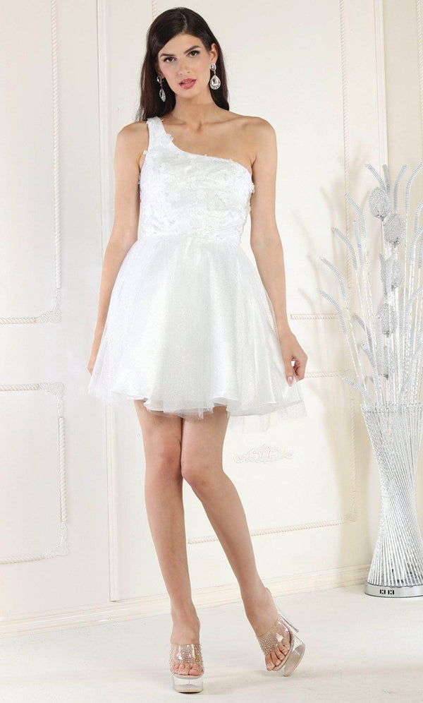 One-Shoulder Mini Short Tulle Wedding Fit & Flare May Queen 1937