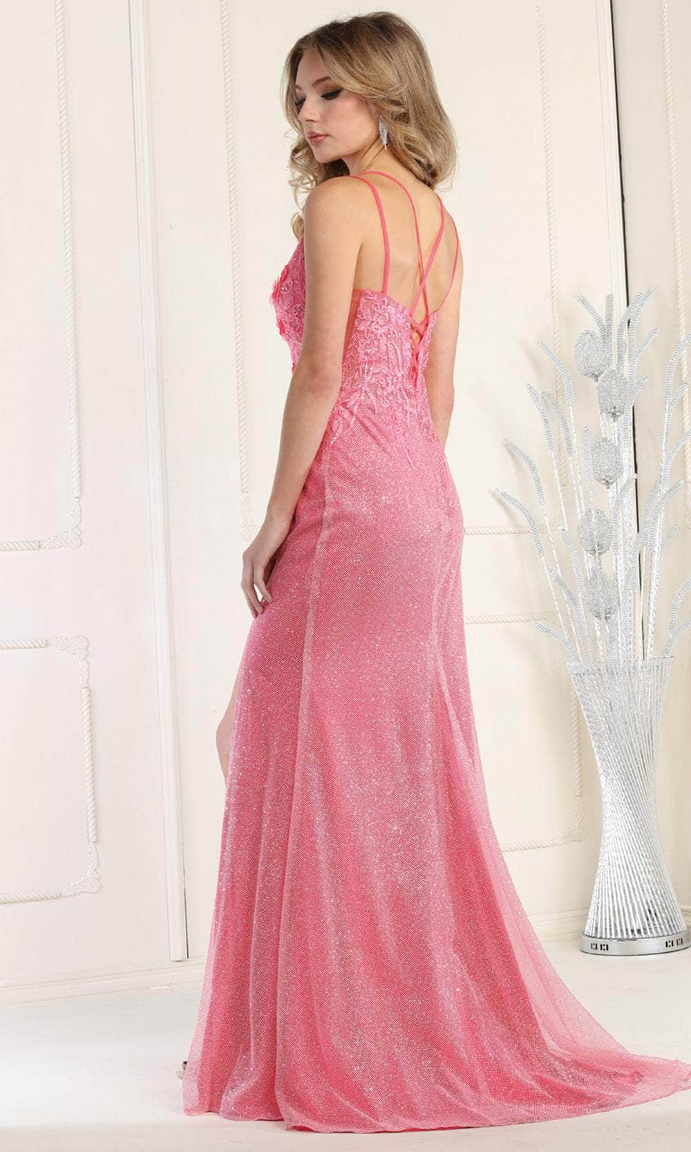 V-Neck Floor-Length Sequin Prom Mermaid May Queen 1938