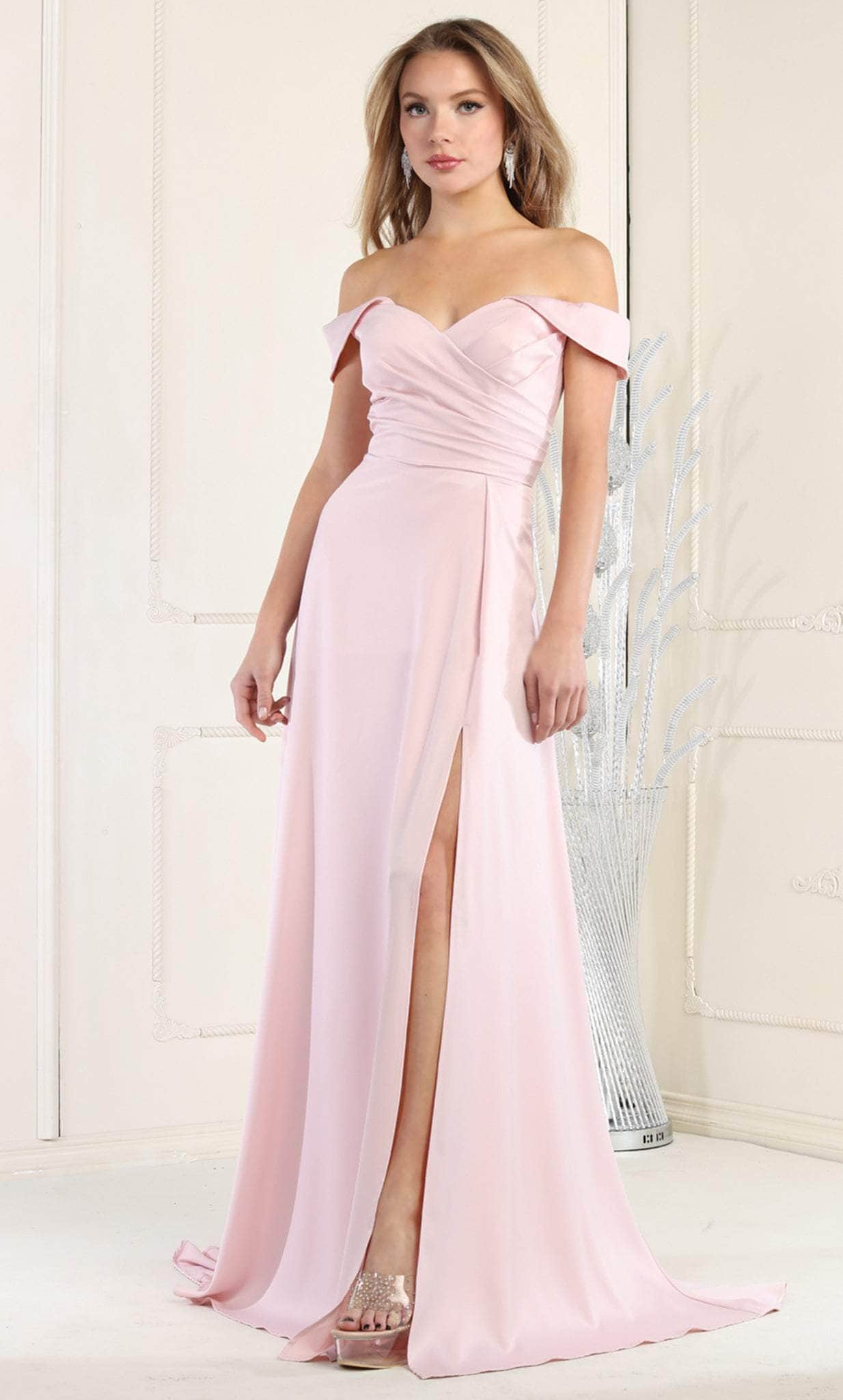 DESIGNER FDS1960 Off The Shoulder Prom Dress, MAUVE