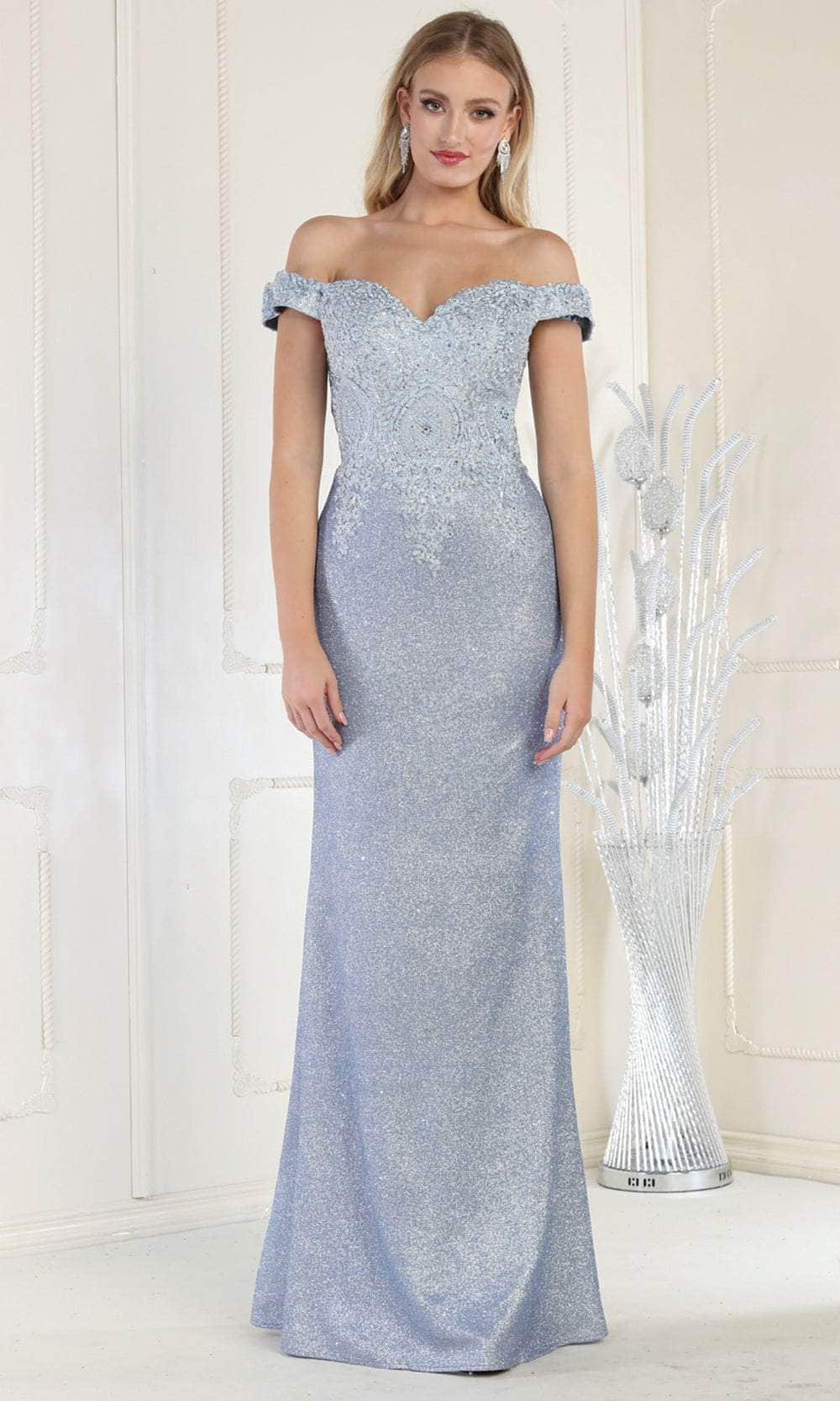 Off-the-Shoulder Floor-Length Lace Prom Sheath/Column May Queen 2005