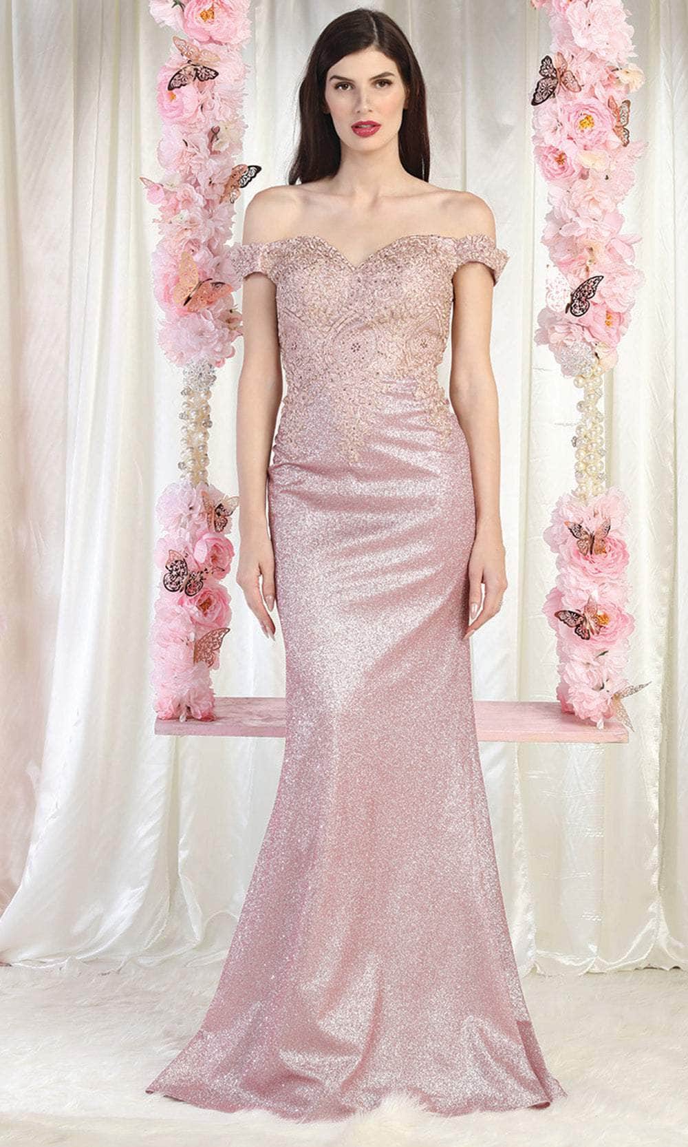 Off-the-Shoulder Floor-Length Lace Prom Sheath/Column May Queen 2005