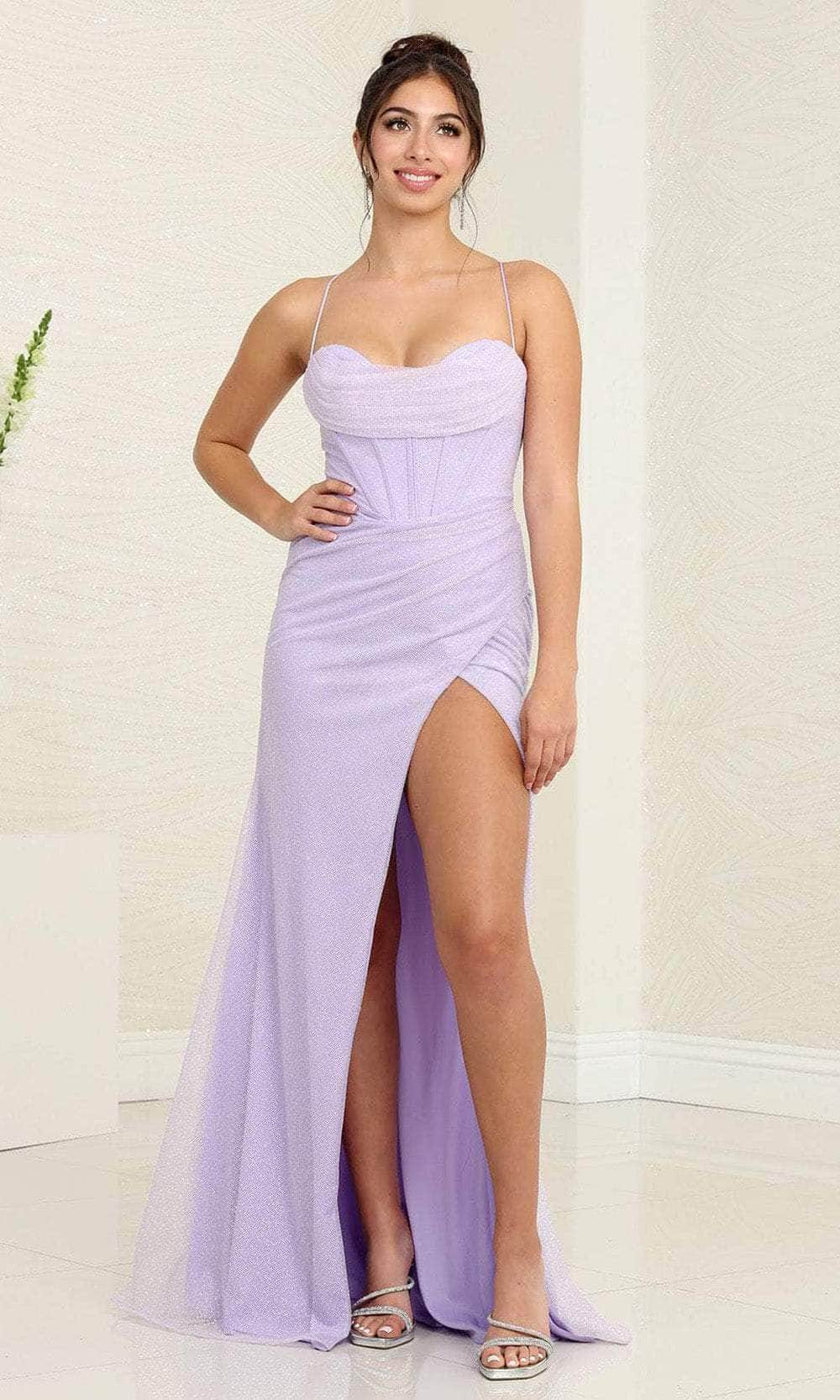Lilac Sweetheart Floor-Length Mesh Prom Corset Dress May Queen MQ2037