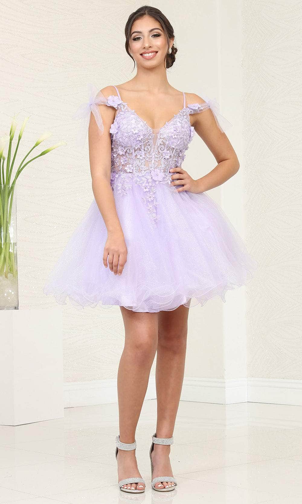 V-Neck Mini/Short Tulle Cocktail A-Line May Queen 2066