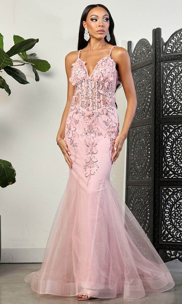 V-Neck Floor-Length Tulle Prom Dress May Queen RQ8030