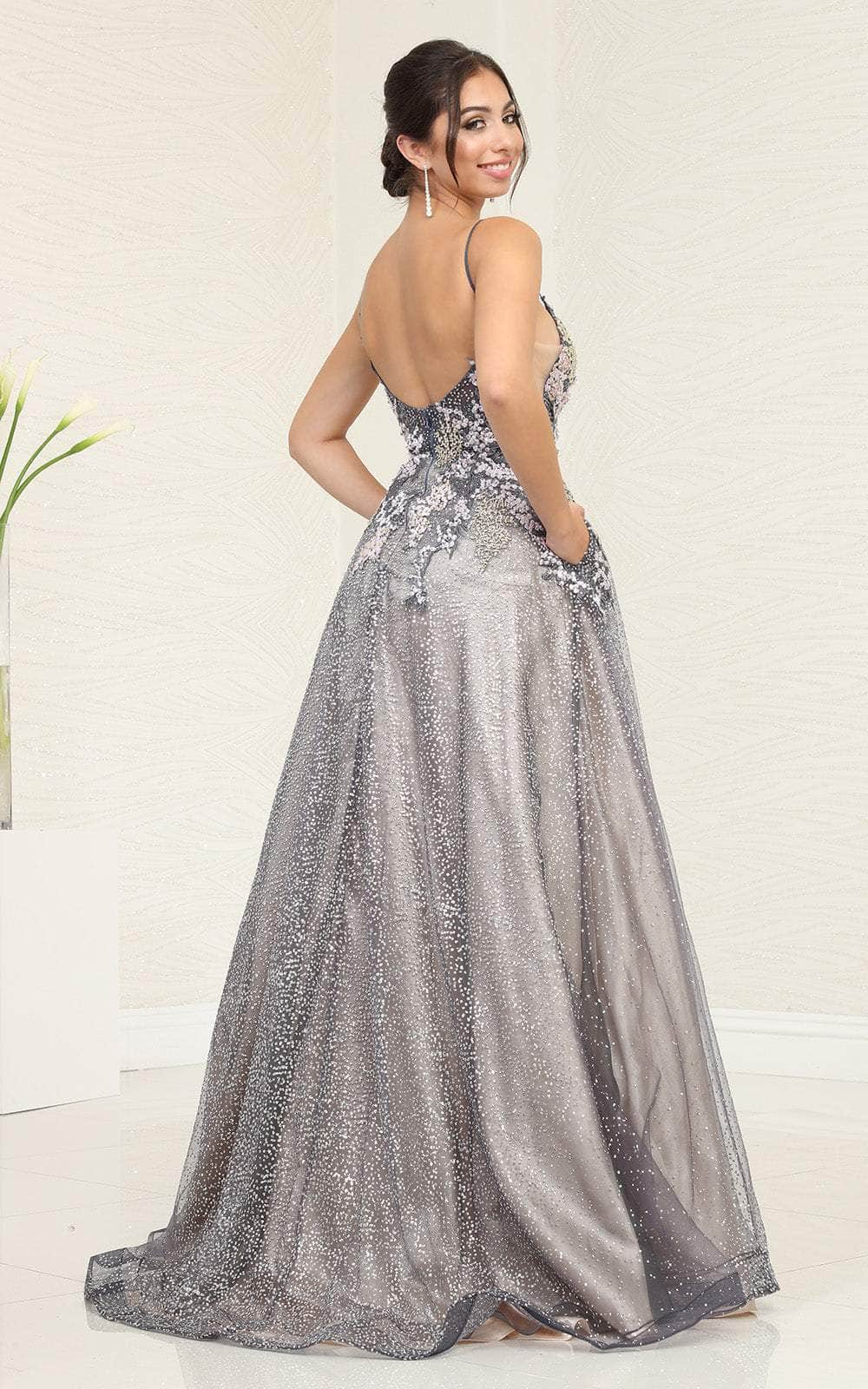 V-Neck Floor-Length Tulle Prom A-Line May Queen RQ8035
