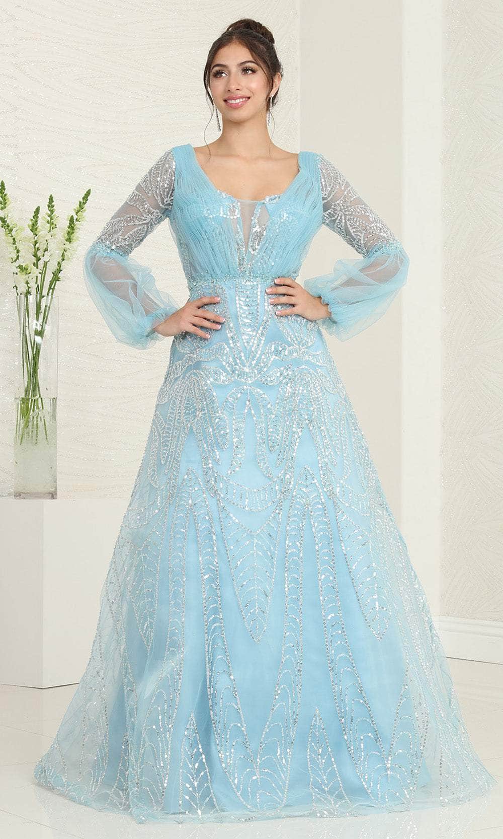 Illusion Floor-Length Tulle Prom A-Line May Queen RQ8042