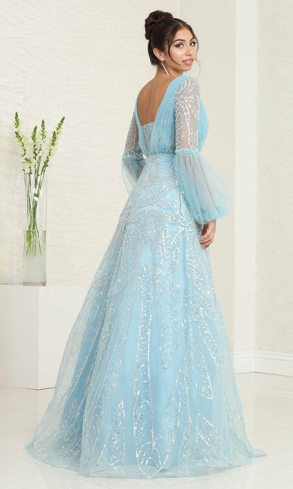 Illusion Floor-Length Tulle Prom A-Line May Queen RQ8042