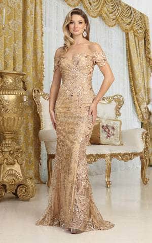 Off-the-Shoulder Floor-Length Lace Prom Mermaid May Queen RQ8074