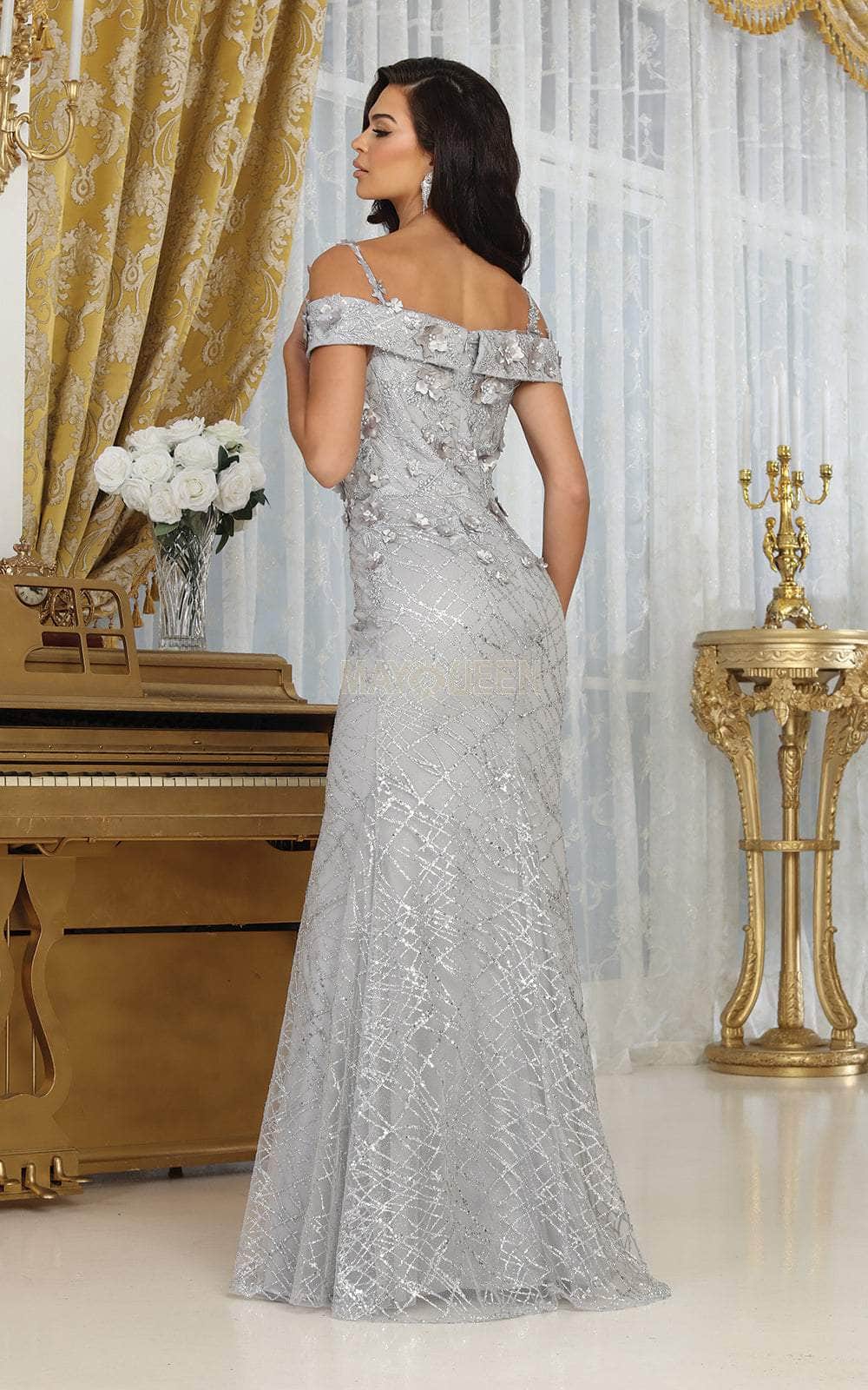 Off-the-Shoulder Floor-Length Lace Prom Sheath/Column May Queen RQ8088