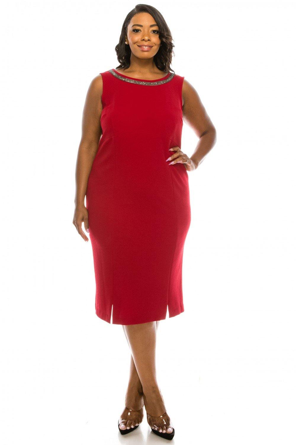 Maya Brooke Beaded 2 Piece Jacket Short Plus Size Dress