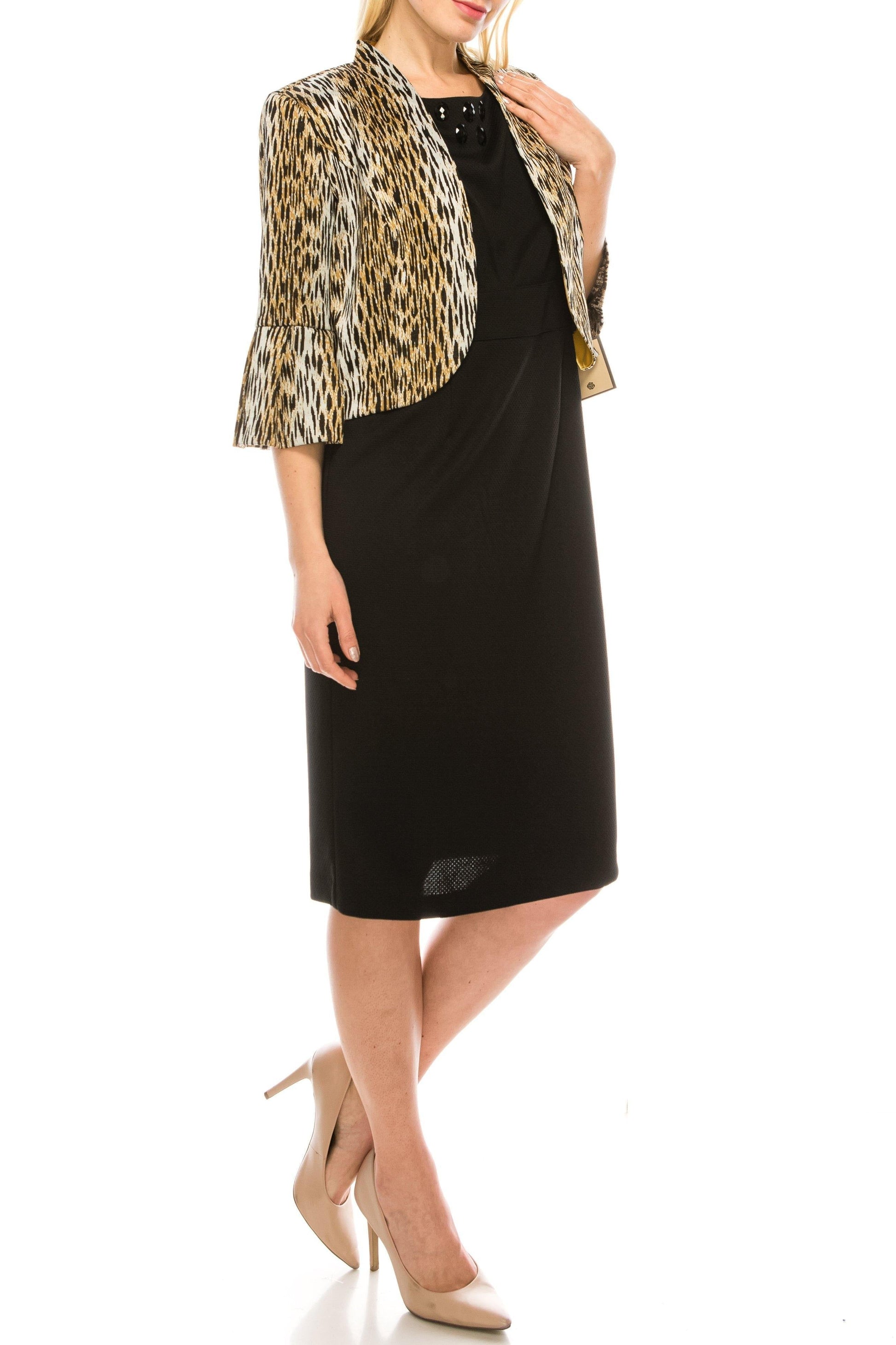 Maya Brooke Short Animal Print 2 Piece Jacket Dress