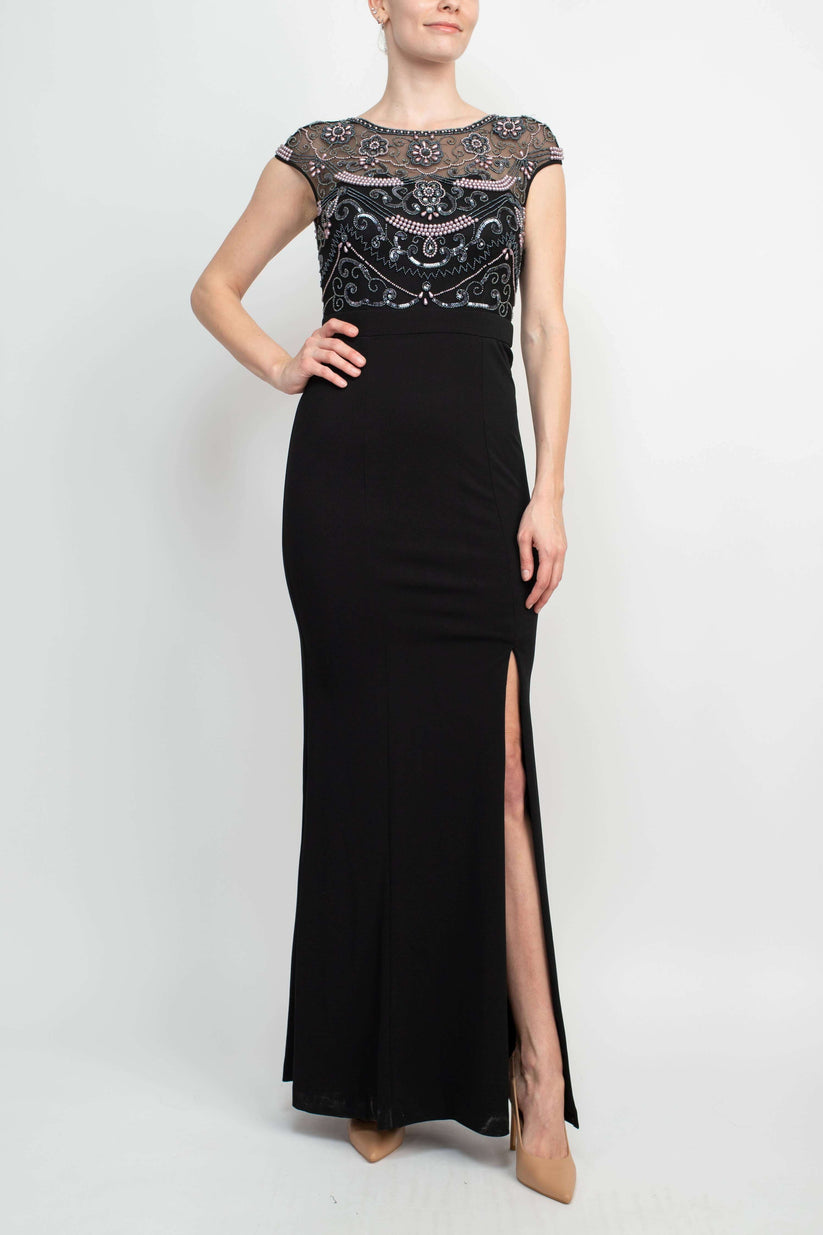 Mother of the Bride Dresses Long Cap Sleeve Mother of the Bride Dress BLACK