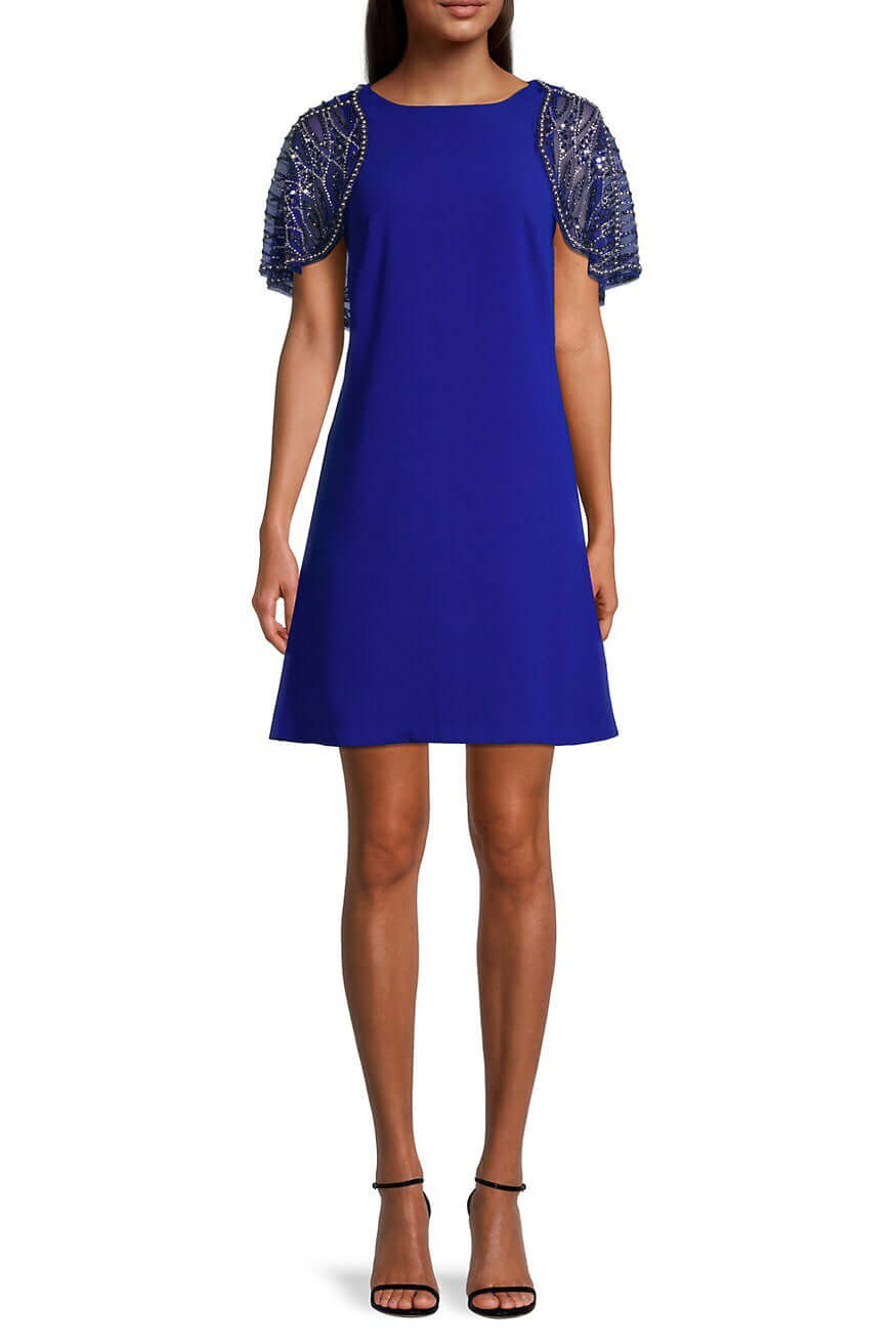 Aidan Mattox MD1E206549 Short Fitted Cocktail Mini Cape Dress