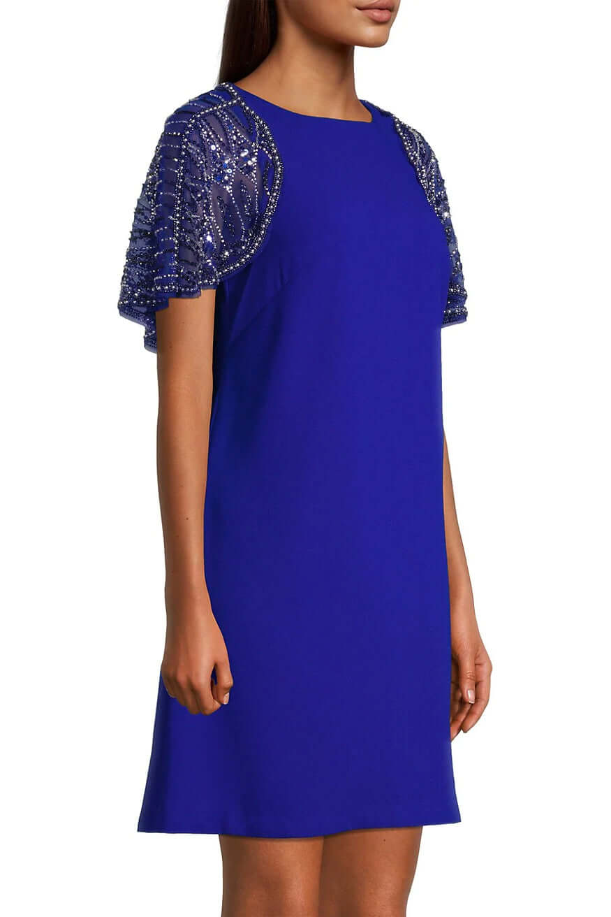 Aidan Mattox MD1E206549 Short Fitted Cocktail Mini Cape Dress