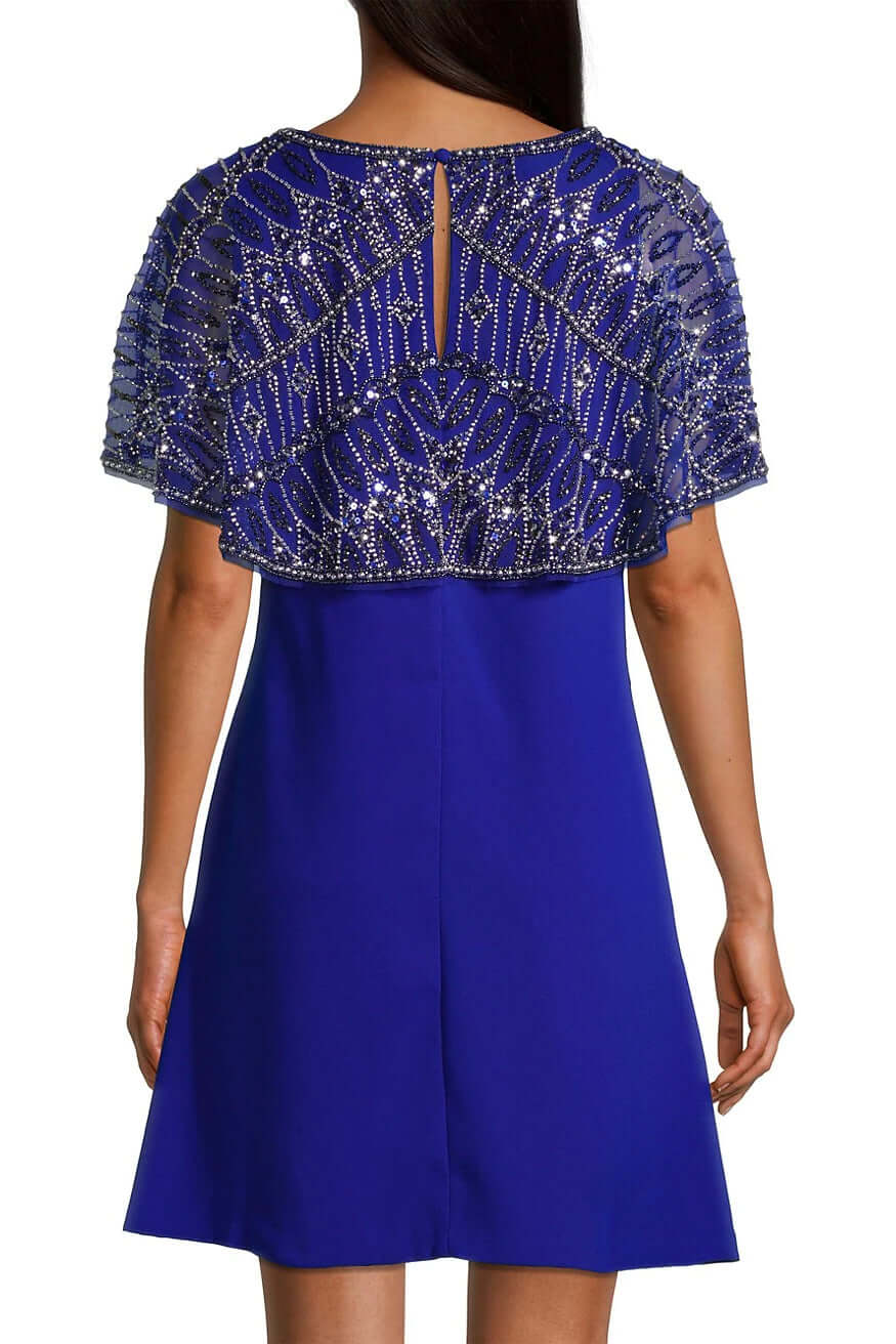 Aidan Mattox MD1E206549 Short Fitted Cocktail Mini Cape Dress