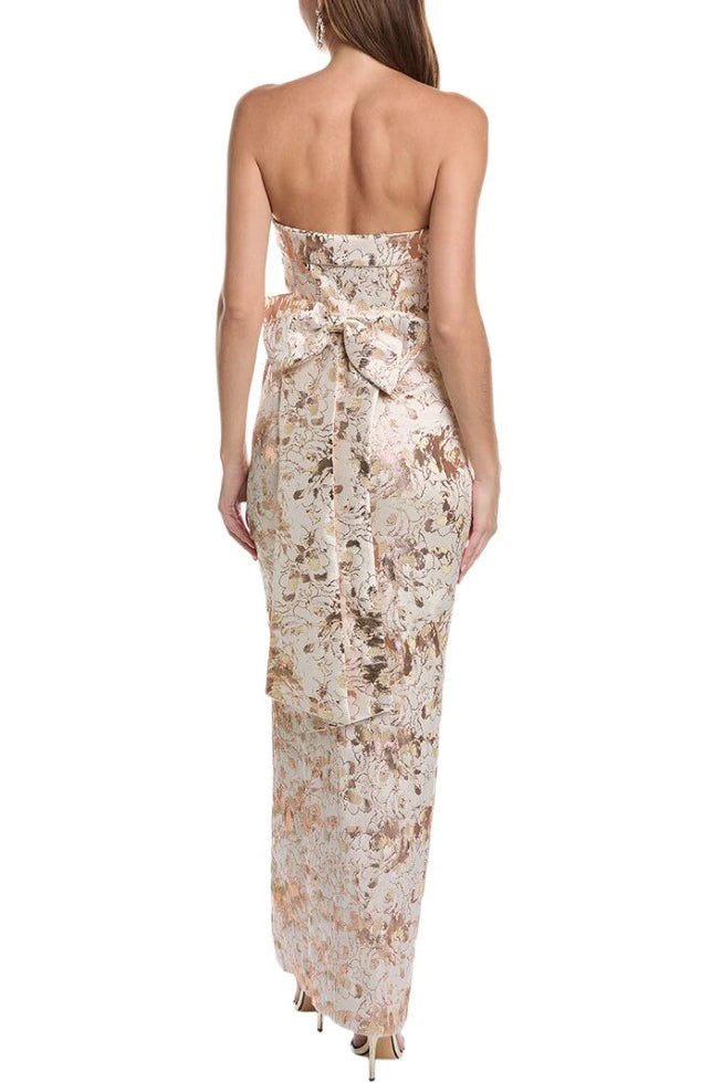 Prom Dresses Long Formal Metallic Slit Prom Dress Gold