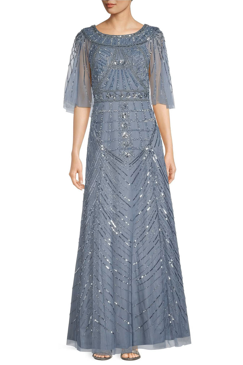 Formal Dresses Long Formal A Line Sequin Evening Dress Vintage Blue