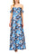 Formal Dresses Long A Line Floral Print Formal Dress Blue Multi