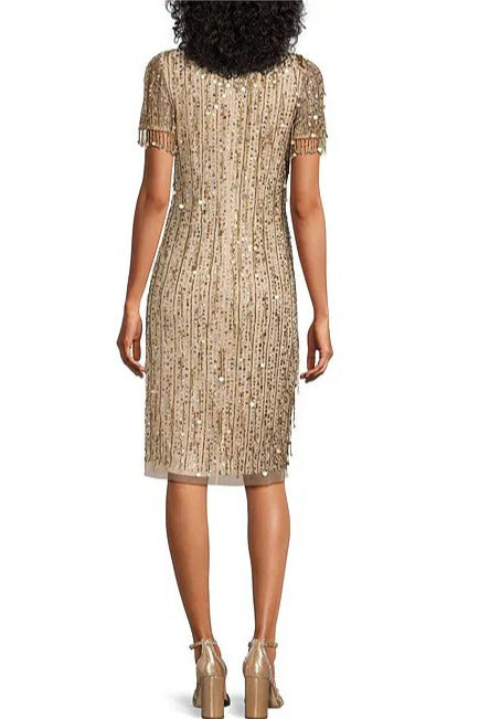 Aidan Mattox MD1E208436 Short Fitted Beaded Sequin Cocktail Dress