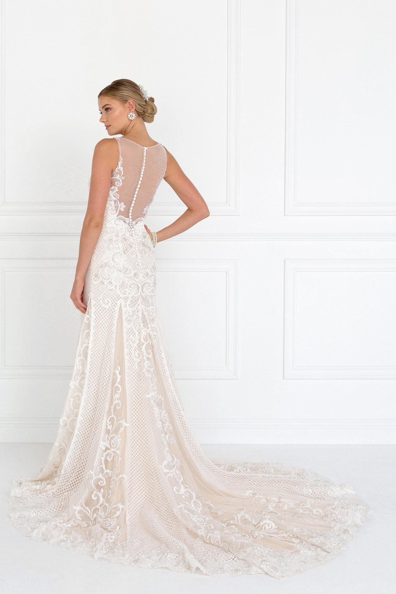 Mermaid Long Wedding Dress with Sheer Back