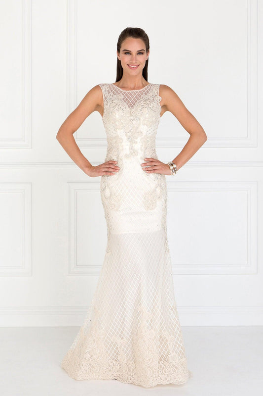 Mermaid Long Wedding Lace Dress - The Dress Outlet Elizabeth K