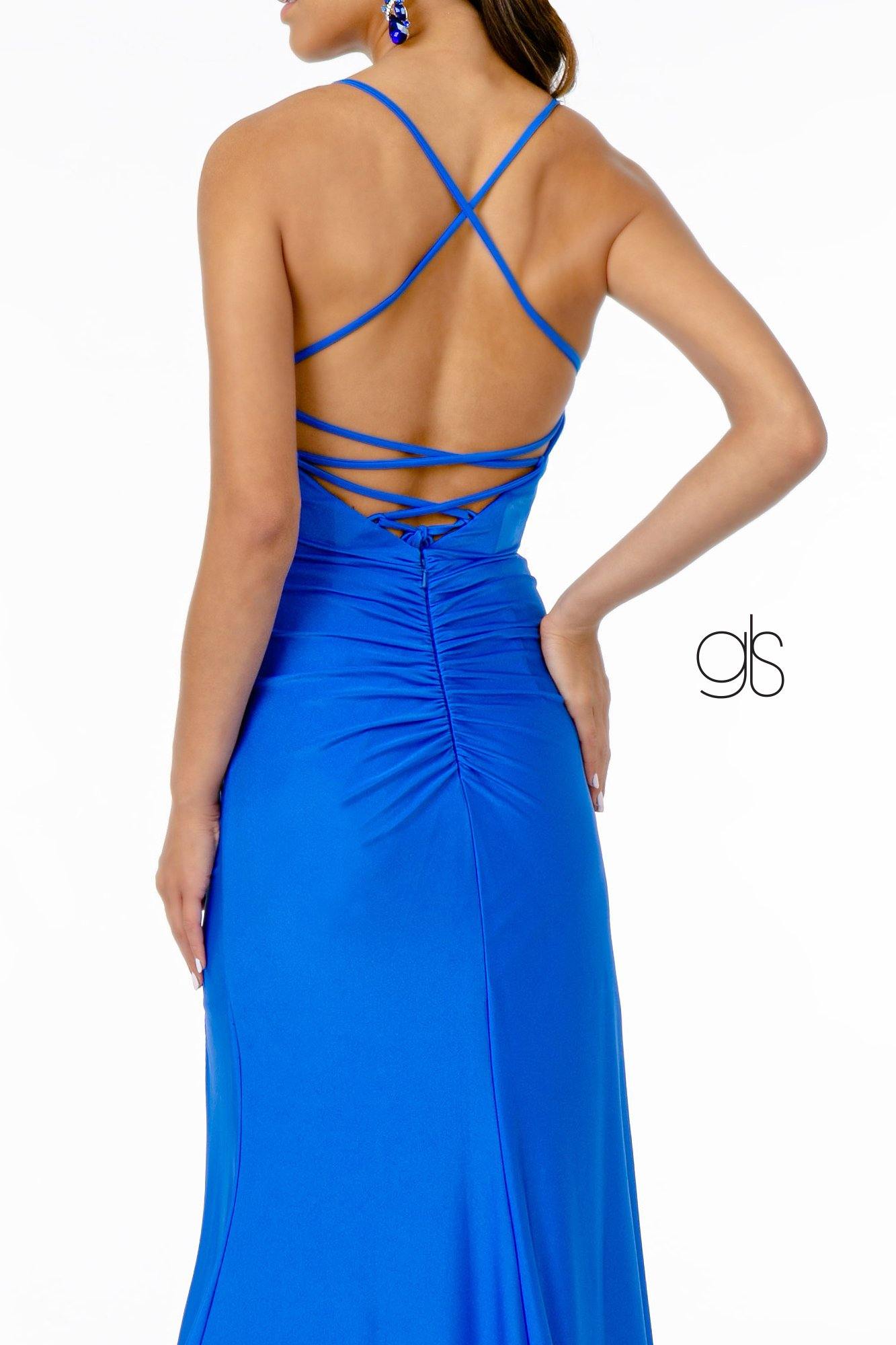 Mermaid Ruched Jersey Long Prom Dress - The Dress Outlet Elizabeth K