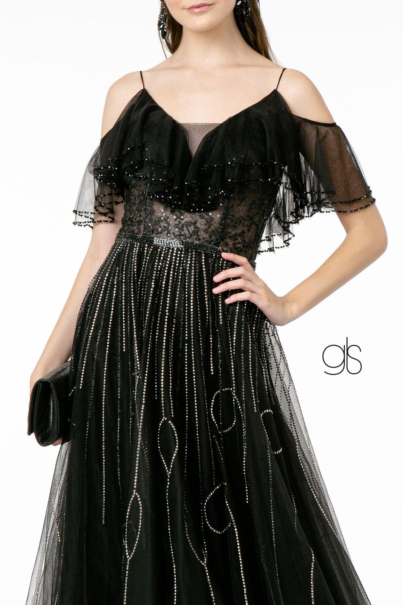 Mesh Layered Top Mesh Long Prom Dress