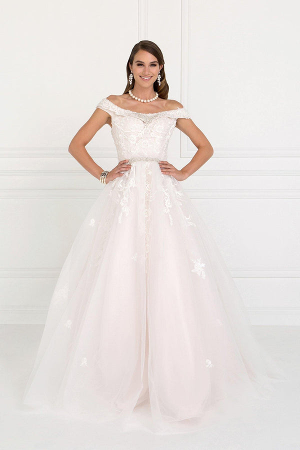 Mesh Long Wedding Dress with Embroidery