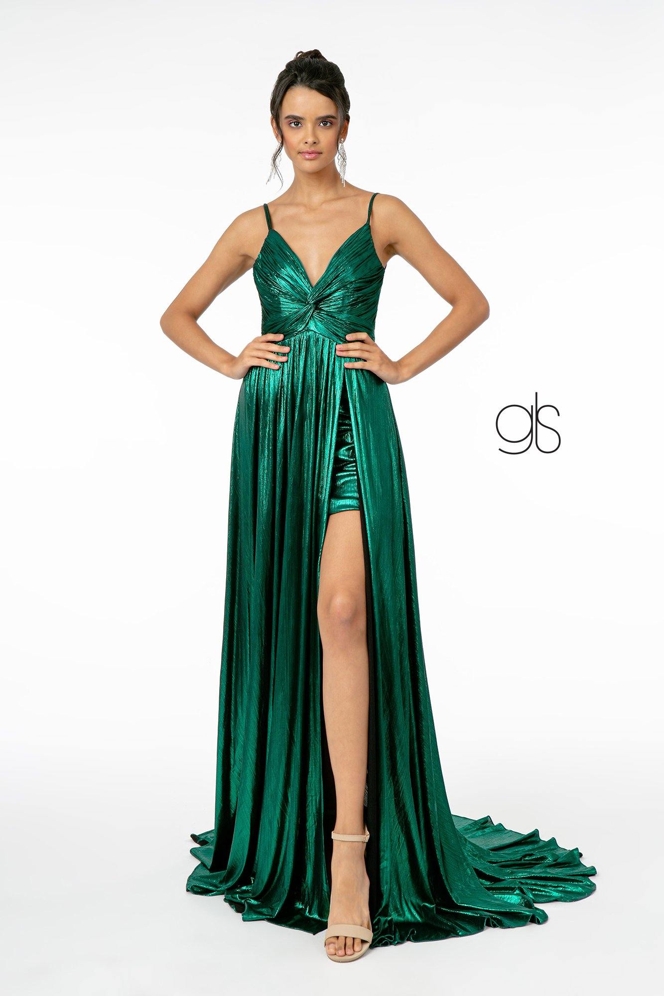Metalic Lame Long Prom Dress Evening Gown main image 1