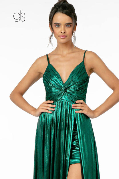 Metalic Lame Long Prom Dress Evening Gown - The Dress Outlet Elizabeth K