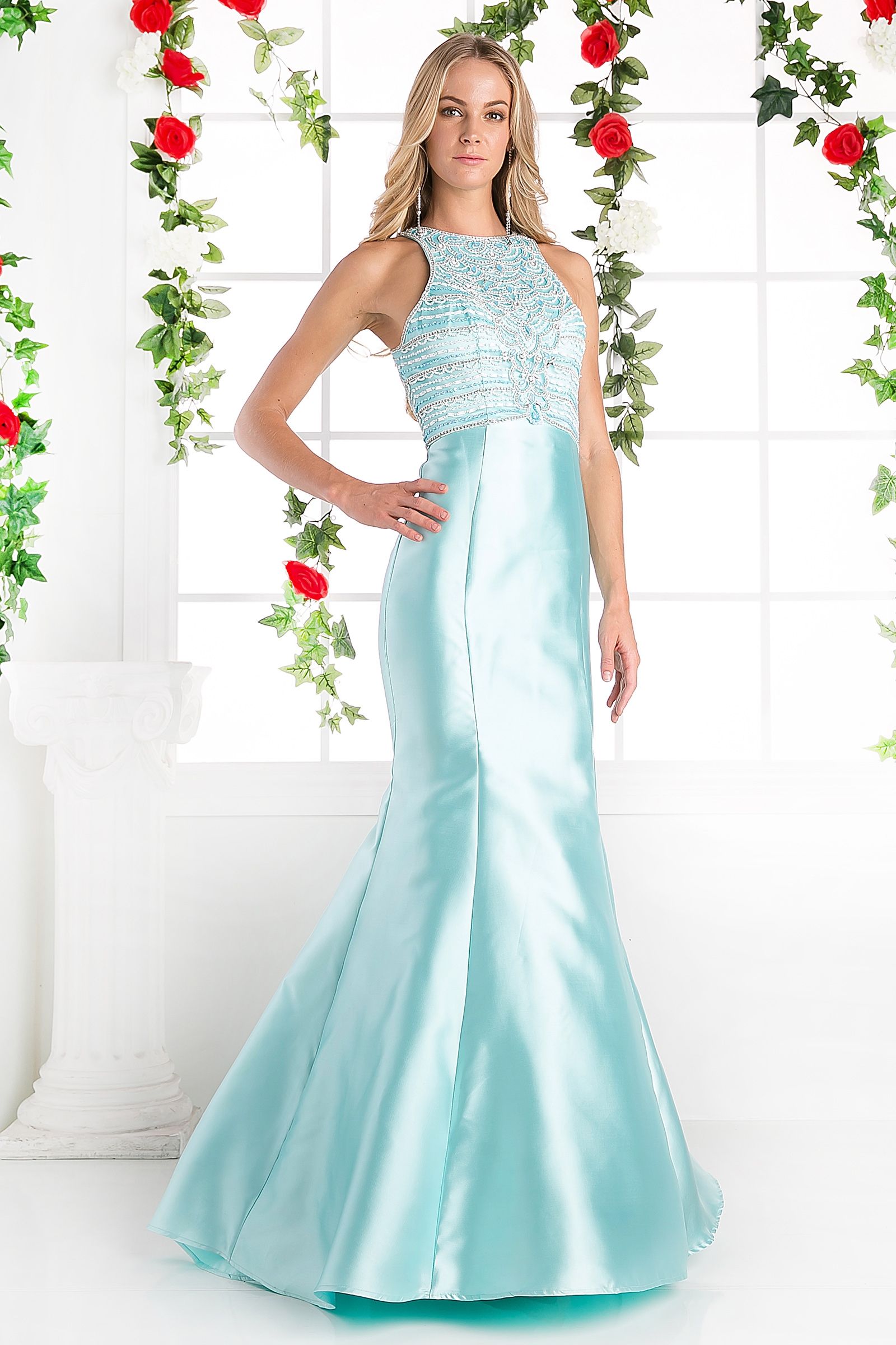 Prom Dresses Long Beaded Prom Formal Evening Dress Aqua