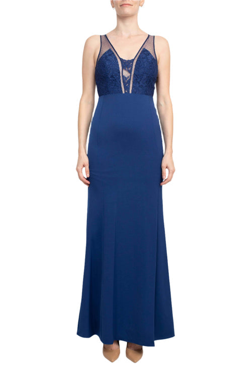 Aidan Mattox MN1E201862 Long Fitted Formal Lace Dress