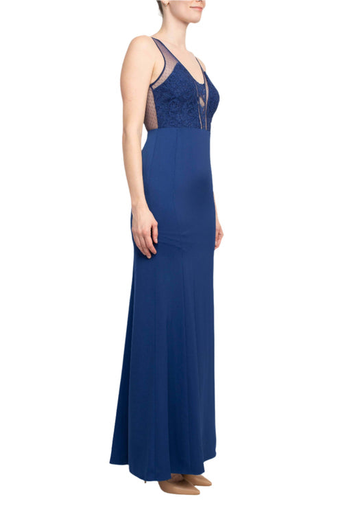 Aidan Mattox MN1E201862 Long Fitted Formal Lace Dress