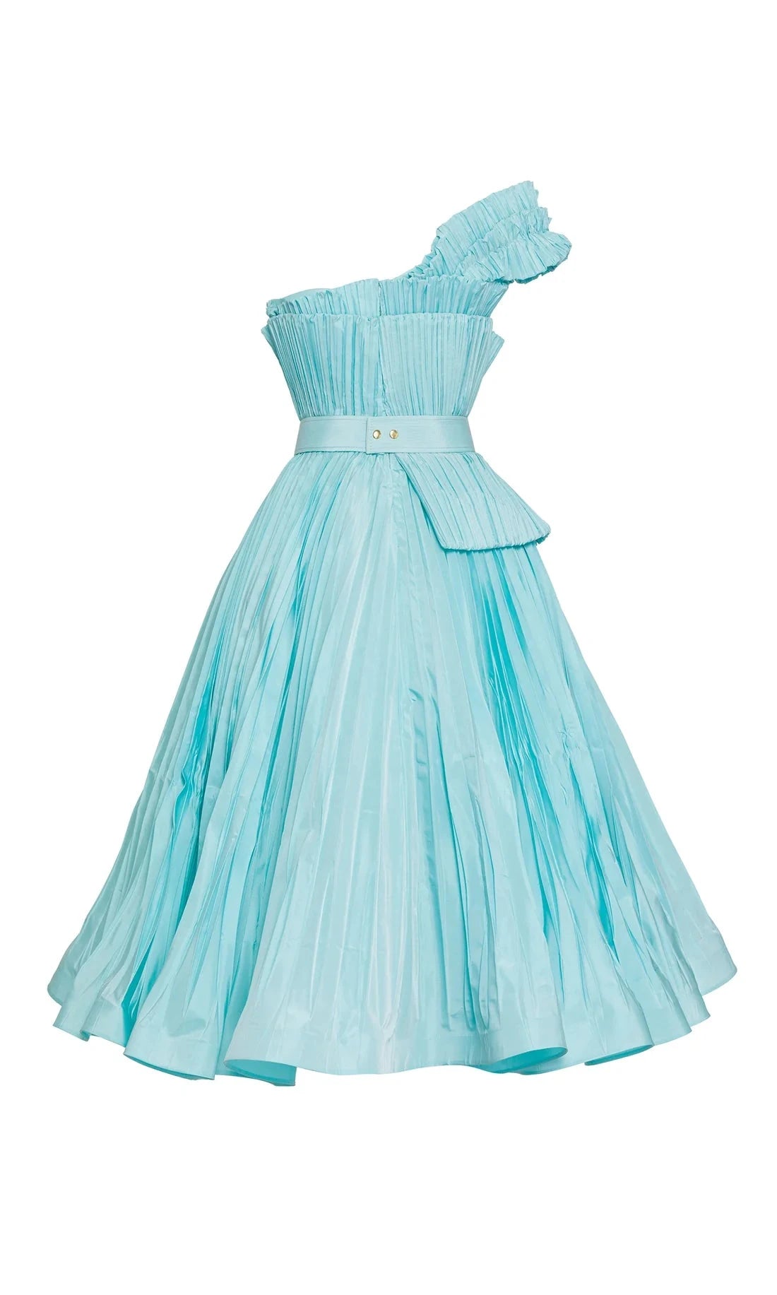 One-Shoulder Tea-Length Satin Prom A-Line MNM Couture 2565