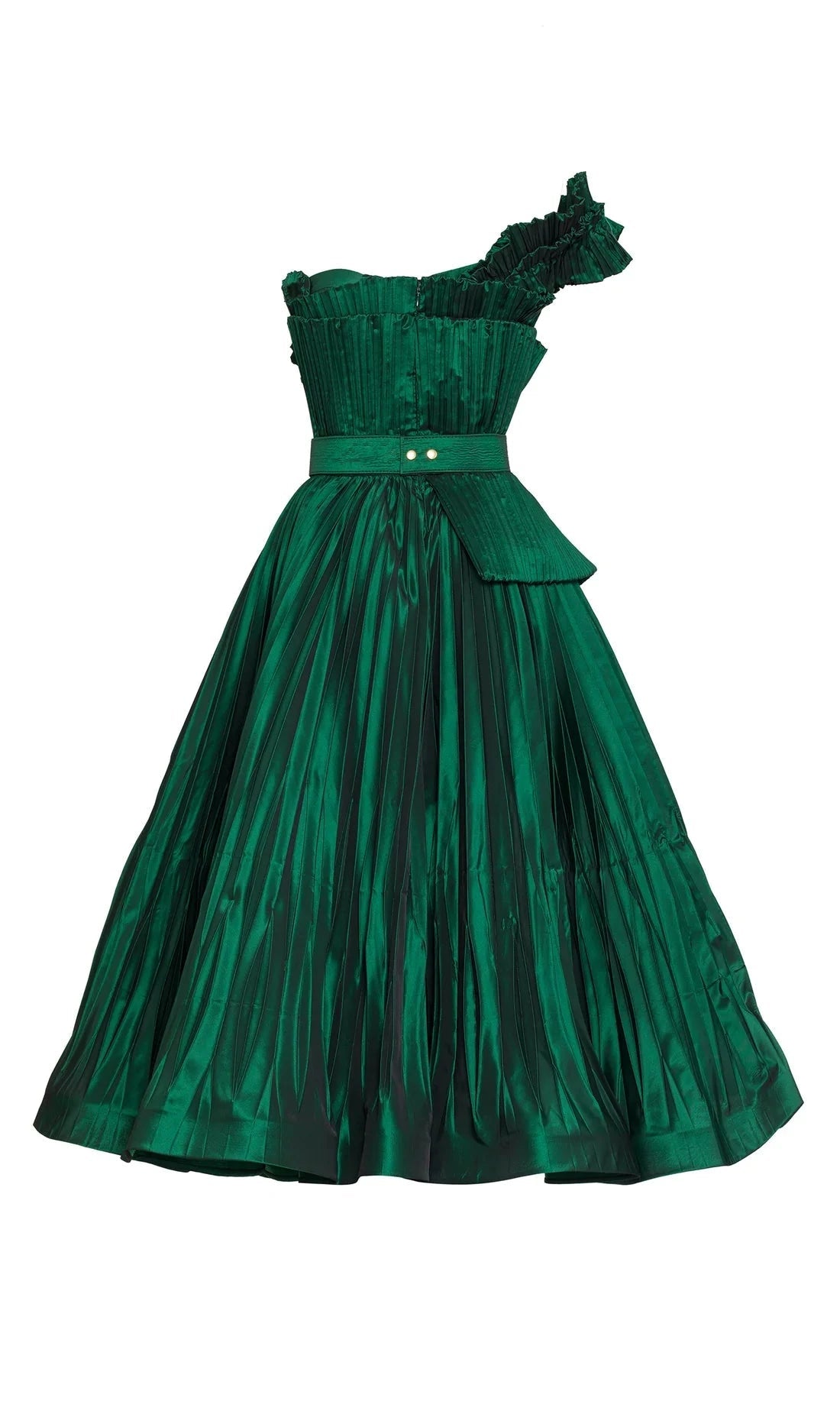 One-Shoulder Tea-Length Satin Prom A-Line MNM Couture 2565