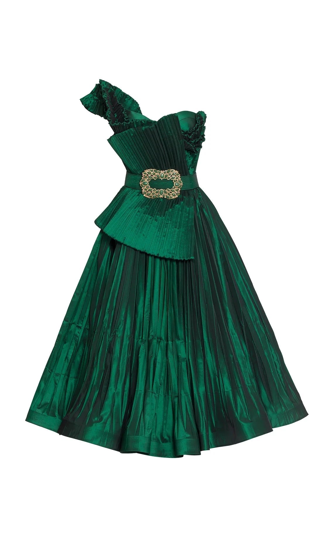 One-Shoulder Tea-Length Satin Prom A-Line MNM Couture 2565