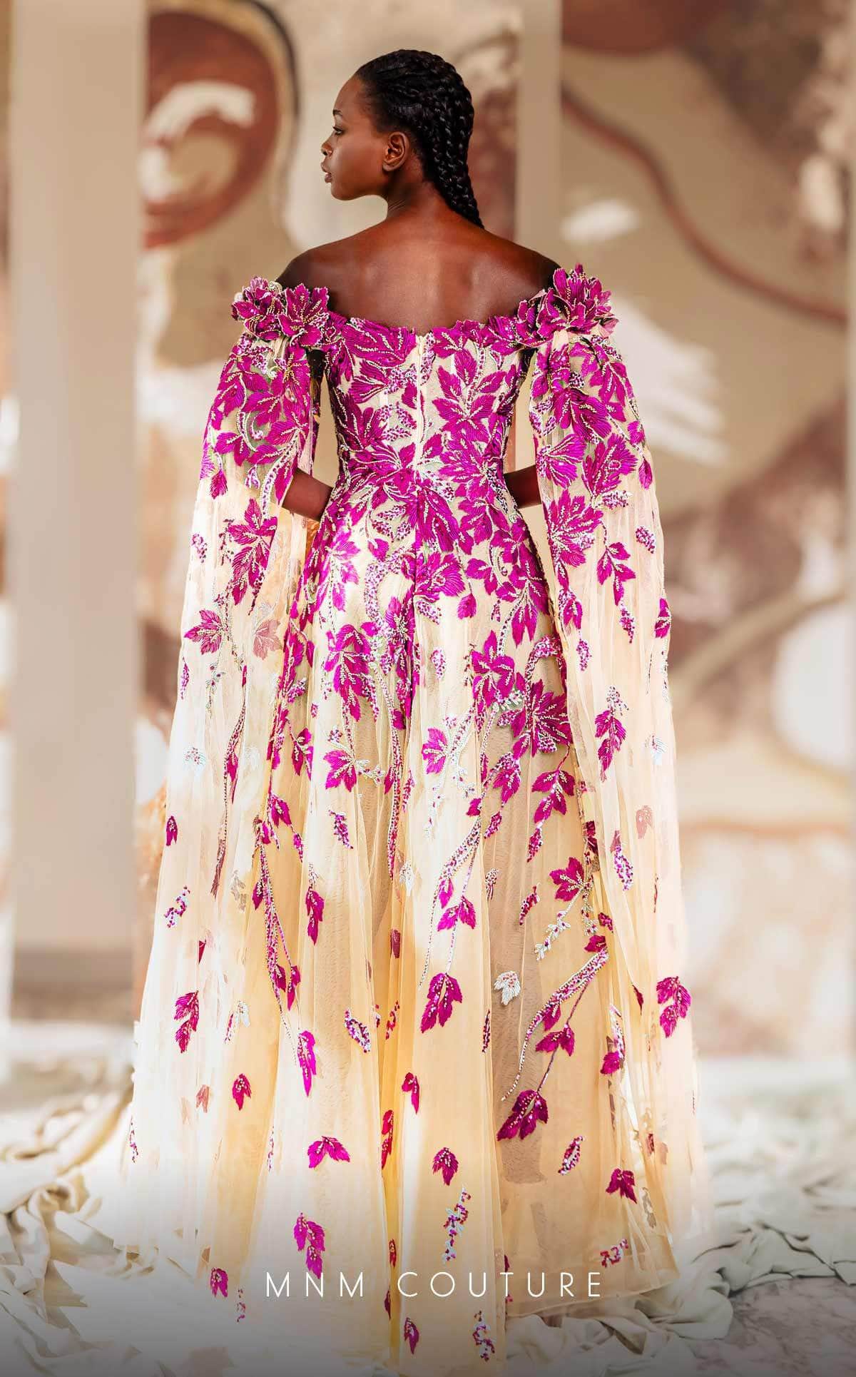 Off-the-Shoulder Floor-Length Tulle Evening A-Line MNM Couture K4164