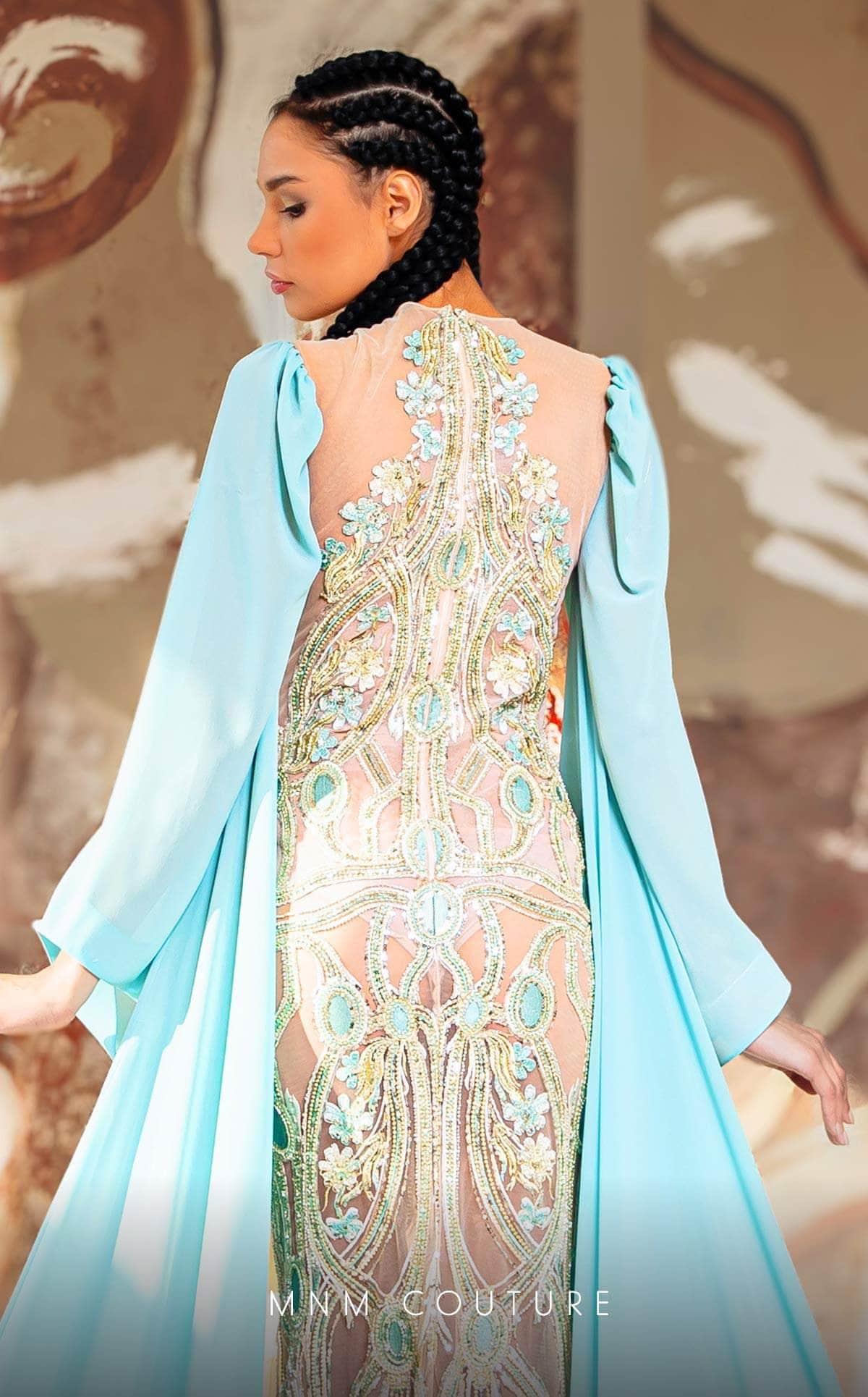 Jewel Floor-Length Chiffon Evening Sheath MNM Couture K4169