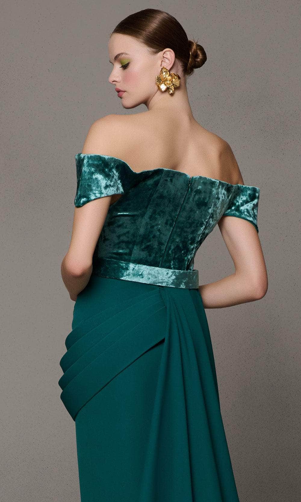 Off-the-Shoulder Floor-Length Velvet Formal Sheath MNM Couture N0628