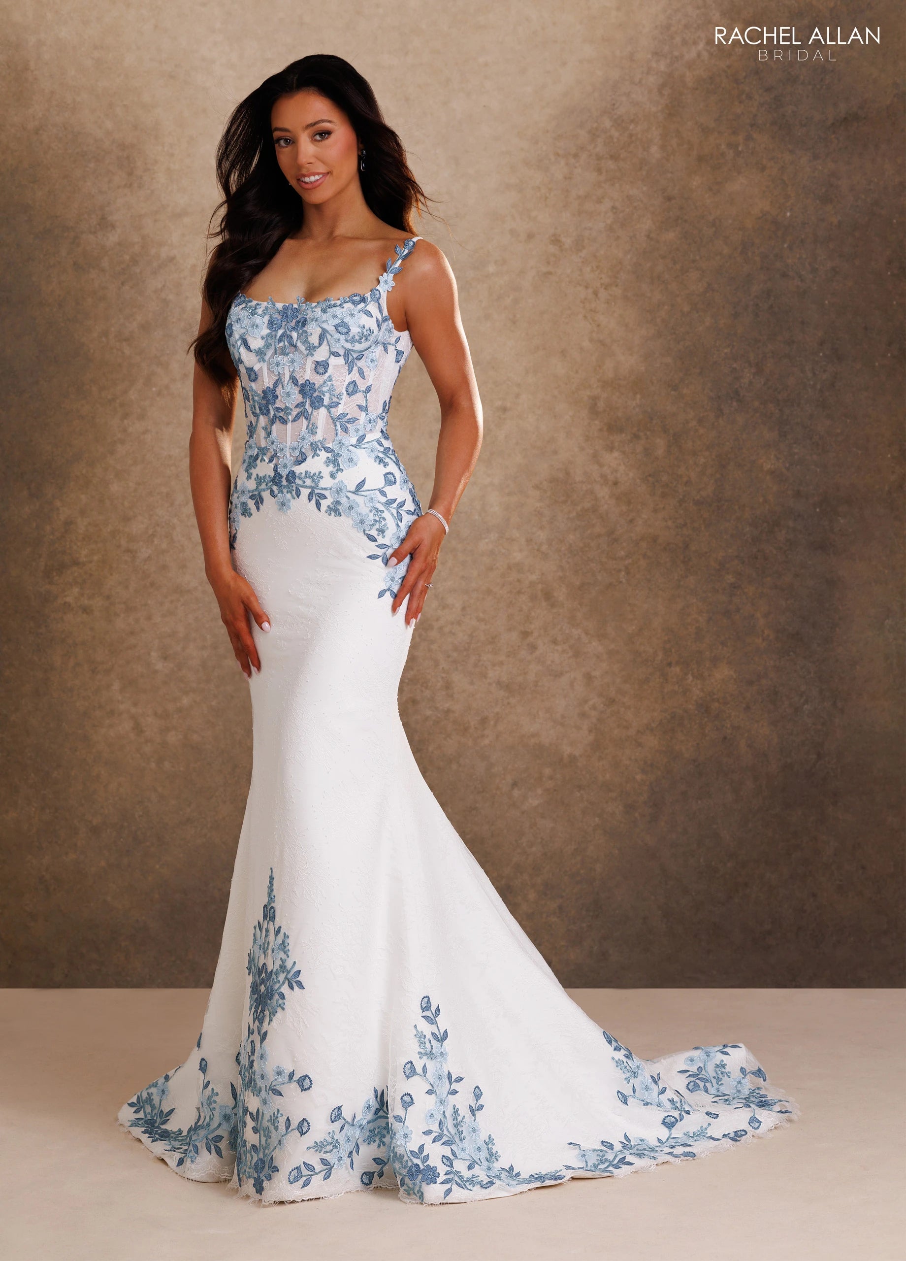 Square Neckline Floor-Length Lace Formal Mermaid/Trumpet Rachel Allan RB2255