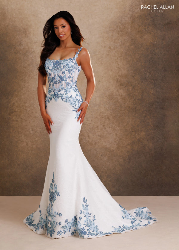 Square Neckline Floor-Length Lace Formal Mermaid Trumpet Rachel Allan RB2255