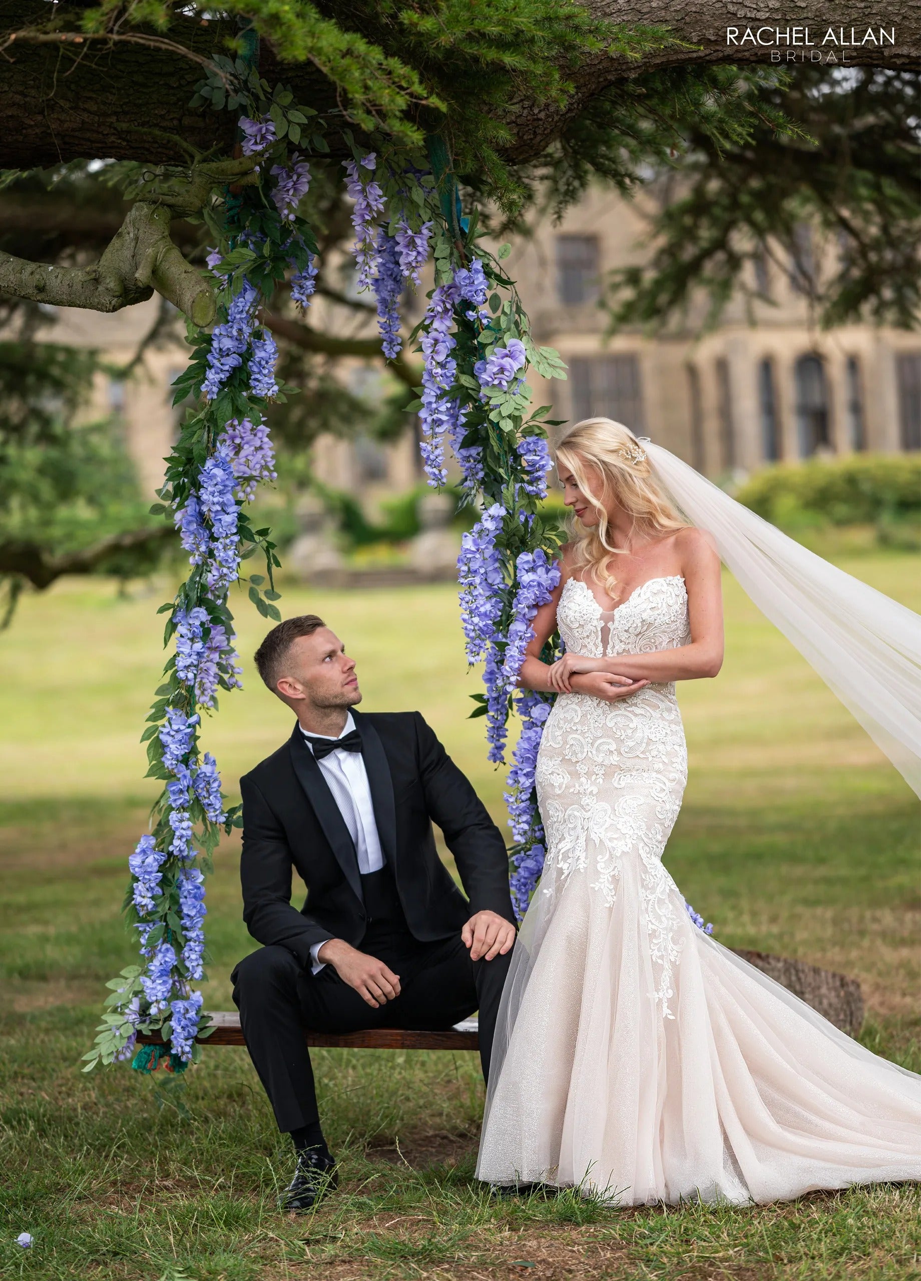 Ivory Champagne Sweetheart Floor-Length Glitter Tulle Wedding Dress with Applique Rachel Allan RB2239