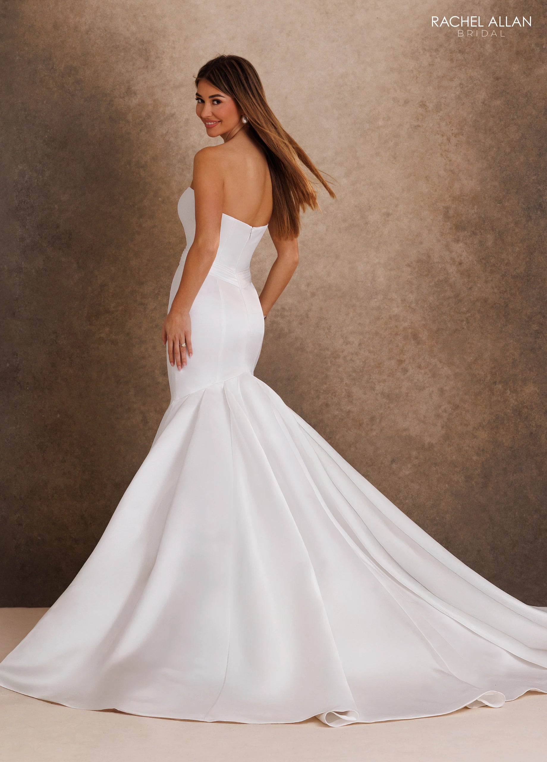 Strapless Straight Neck Floor-Length Mikado Wedding Dress Mermaid/Trumpet Rachel Allan RB2249
