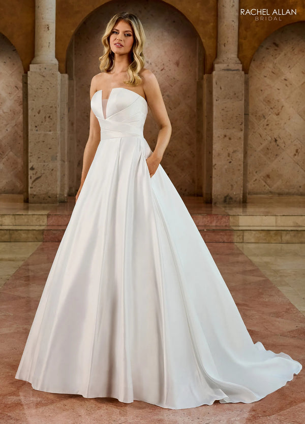 Sweetheart Floor-Length Satin Wedding Dress with Pockets Rachel Allan RB2188