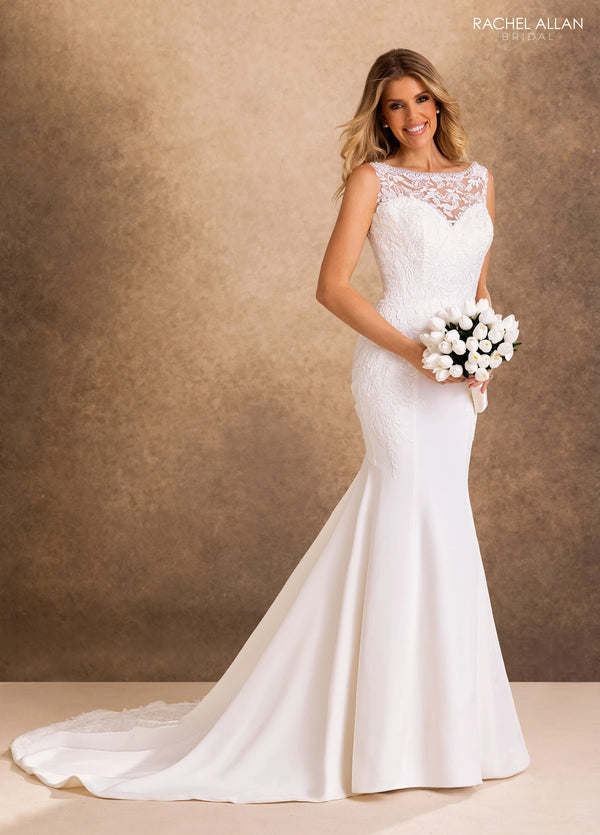 Illusion Floor-Length Lace Wedding Dress Mermaid Rachel Allan RB2252