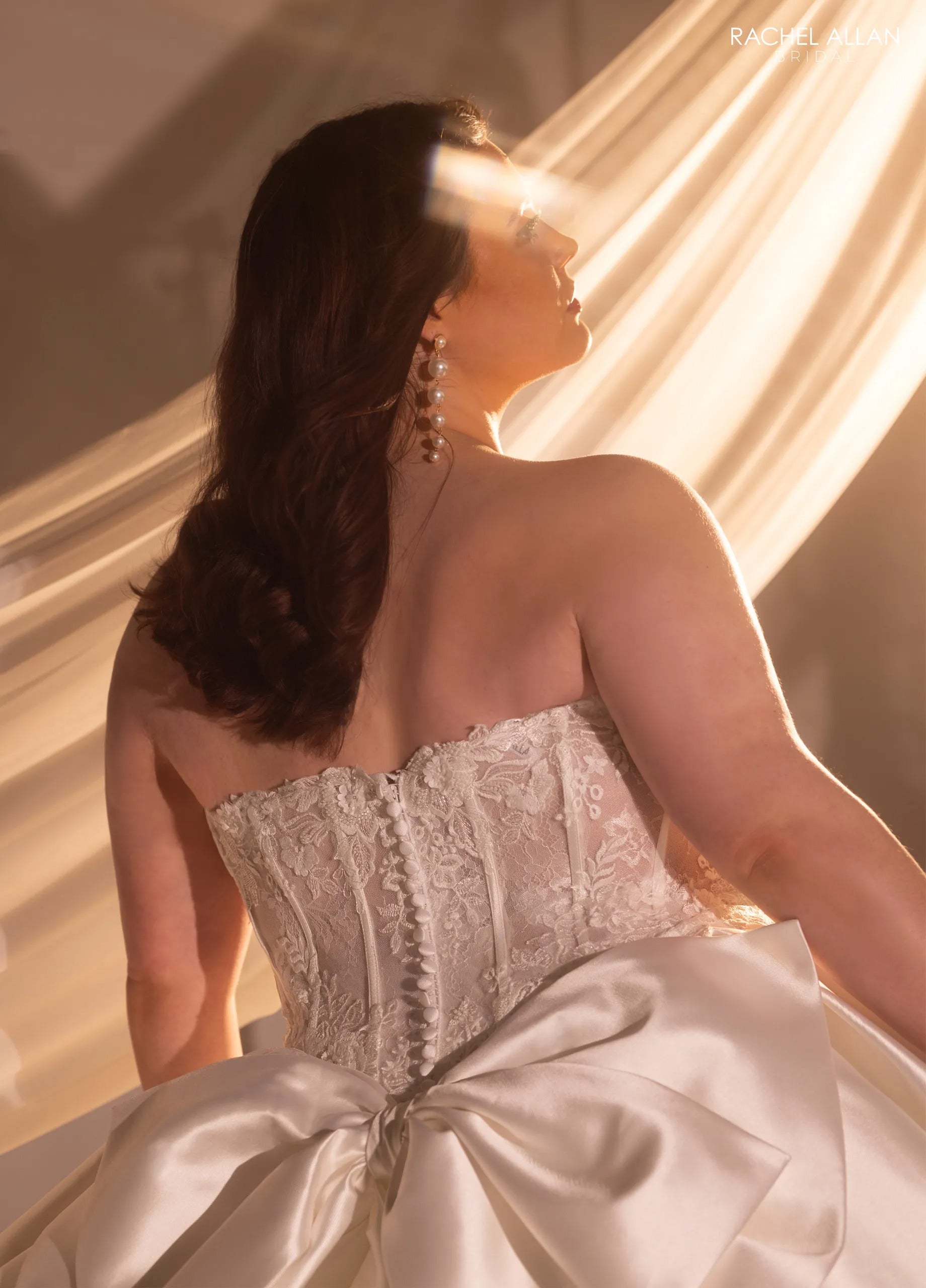 Ivory Sweetheart Floor-Length Mikado Wedding Ball Gown with Detachable Train Rachel Allan RB2215