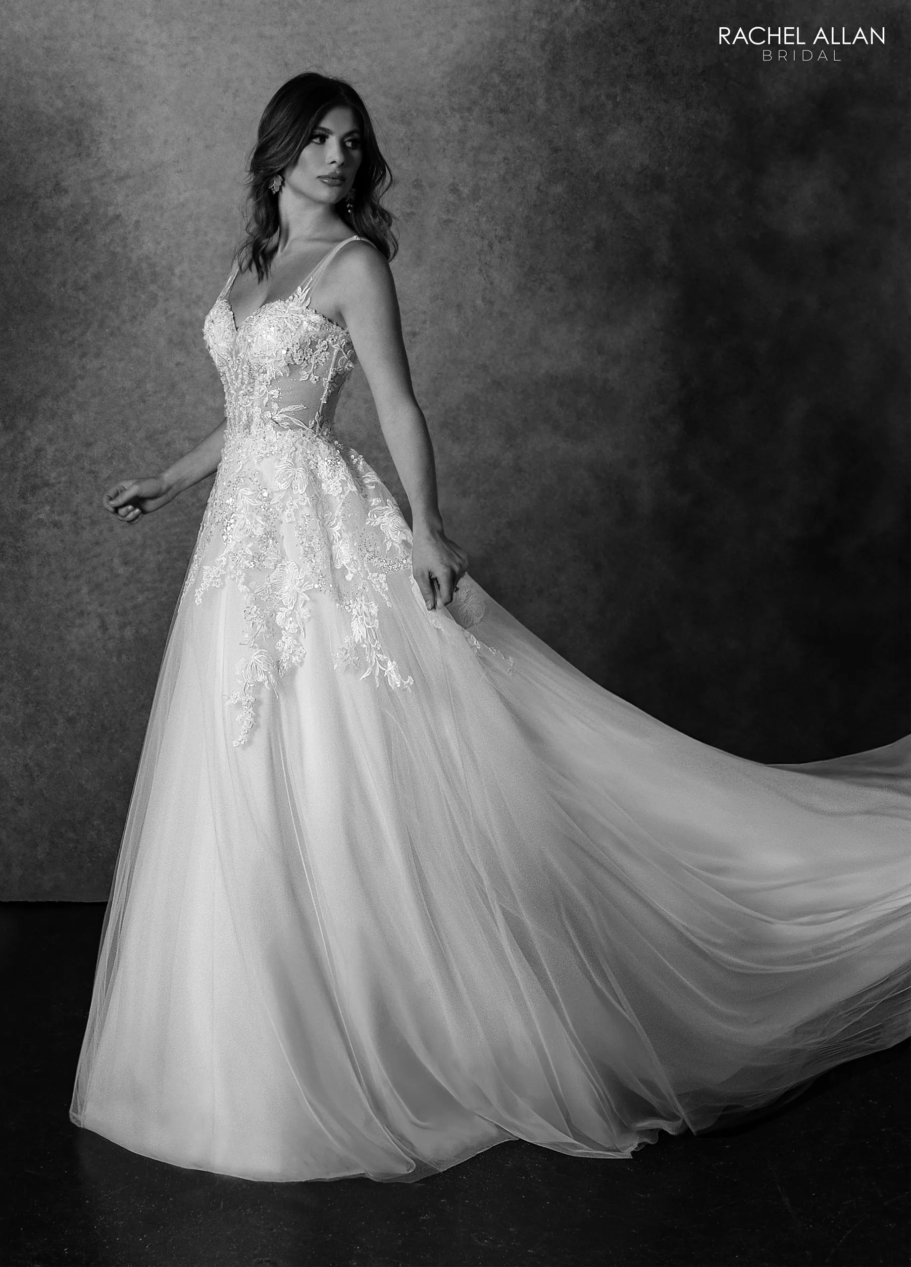 Ivory Sweetheart Floor-Length Tulle Bridal Gown with Lace Appliqués Rachel Allan RB2219 Rachel Allan RB2219